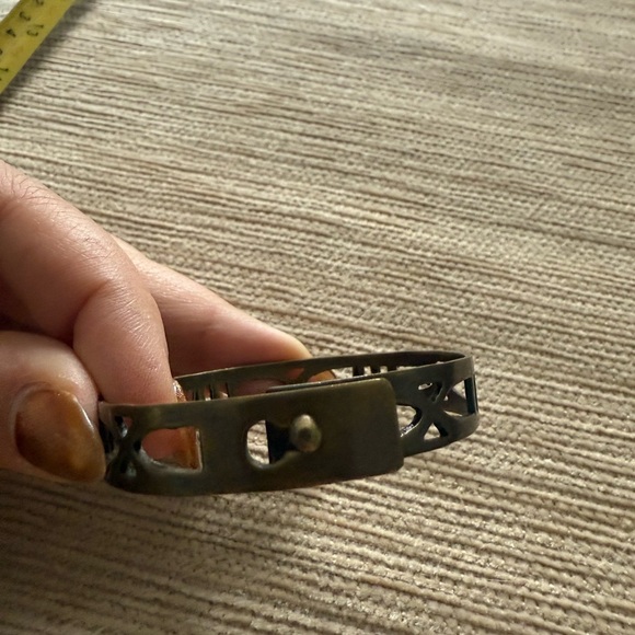 Dark Gold Geometric Cuff Bracelet - Picture 4 of 6